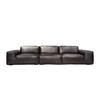 Sofá Grande de Couro Preto de Vaca Minimalista Italiano Sala de Estar Preto Preto Cor Café Sofá Reto Grande Combinação Sofá de Couro