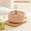Tigela de Macarrão Instantâneo Estilo Creme Ins com Tampa que Pode Ser Colocada no Micro-ondas Estilo Japonês Simples para Casa Dormitório de Estudante Tigela de Arroz com Duas Alças