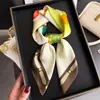 Pañuelo de Seda Estampado en Contraste Verde Fresco, Chal de Alta Gama, Bufanda para el Cuello con Protección Solar, Pañuelo Cuadrado Pequeño, Pañuelo para la Cabeza, Bufanda para Mujer