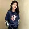 Camiseta de Manga Larga a Rayas de Algodón Puro Estilo Coreano para Niñas 2026 Nuevo Estilo Primavera/Otoño Talla Mediana a Grande Infantil Holgada Camiseta Básica de Cuello Redondo