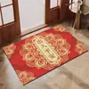 Tapete de Entrada Festivo Vermelho de Ano Novo Tapete de Chão Antiderrapante Resistente à Sujeira Fácil de Cuidar Cozinha Casa Tapete para Pés de Feriado