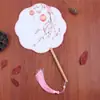 Ventoinha Hanfu em formato de flor, ventoinha feminina para dança antiga, pequena ventoinha redonda, ventoinha de rede vermelha com cabo longo DIY, suprimento para barraca de discoteca