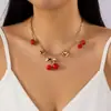 Estilo Festivo Transfronterizo Dulce Fruta Cereza Fresa Lazo Multi-Elemento Collar Colgante Temperamento Perla Cadena para Clavícula