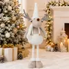 Nueva Muñeca de Pie Tejida de Navidad en Esquema de Colores Blanco y Marrón, con Piernas Largas Extensibles, Gnomo, Muñeco de Nieve, Reno Decoración Festiva