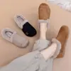 Invierno 2026 Nuevo Retro Más Terciopelo Punta Redonda Sin Cordones Cálidos Zapatos de Frijol para Mujer Tela de Plumón Terciopelo de Alta Calidad Zapatos de Algodón