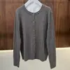 Tricô Feminino BORBOTIE 2026 Primavera e Outono Novo Estilo LP Old Money Cardigã de Lã Torcida Cashmere Gola Redonda