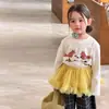 Ropa infantil Pear and sugar camiseta de manga larga para niñas otoño casual dibujos animados capa base para niños algodón puro Clase A ropa para bebés