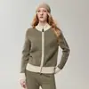 Colección Otoño/Invierno 2026 de Bai Cai Rong: Cárdigan de Cachemira con Cremallera y Diseño Color Block, Cuello Alto Mediano, Prendas de Punto de Moda para Exteriores, Estilo Casual