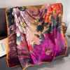 Lenço de Seda Artificial Novo Estilo de Verão para Mulheres 110cm Liso Quadrado Grande Lenço Versátil Estampado Decorativo Protetor Solar Xale Atacado