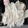 Nuevo cárdigan de otoño con cuello de muñeca de encaje, estampado de estrellas y fresas, manga larga, pantalón largo, estilo dulce de princesa, ropa para el hogar