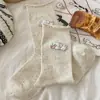 Calcetines de Perrito de Dibujos Animados para Mujer con Bordes Peludos, Calcetines de Media Pantorrilla, Lindos Calcetines de Estilo Japonés de Moda con Borde Enrollado
