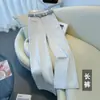 Jeans Anchos Gris Claro Blanco para Mujer 2026 Verano Nuevo Estilo Pantalones Rectos Ajustados de Pierna Ancha Pantalones de Tiro Alto Largos hasta el Suelo