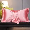 Funda de almohada de seda lavable de color sólido para belleza, funda de almohada individual de seda helada sedosa, imitación de seda de morera, funda para núcleo de almohada de seda