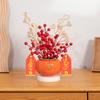 Caqui flor falsa fruta de la fortuna flor artificial decoración maceta de cerámica decoración del hogar fruta artificial de Acebo fruta roja
