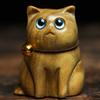 Sândalo verde esculpido gato elegante cabo animal madeira maciça gatinho fofo desenho animado casa carro ornamentos de gato de madeira