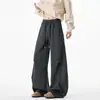 Pantalones deportivos de peso pesado de pierna ancha con dobladillo curvo y buena caída, pantalones de chándal rectos holgados para adolescentes, estilo americano casual para hombre talla grande