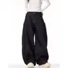 Jeans de diseño de moda americano transfronterizo con bolsillos grandes y dobladillo curvo para hombres y mujeres, pantalones anchos de pierna larga vintage de moda de corte holgado