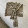 Chal de punto a rayas para mujer, adecuado para habitaciones con aire acondicionado en verano, protección para el cuello, prenda exterior de primavera y otoño, versátil chal para hombros estilo coreano