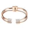 Pulseira Aberta de Aço Inoxidável com Cravação de Diamantes de 4mm, Nova, Estilo Ins Europeu e Americano, Joia de Moda Personalizada, Atacado