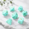 Dados de Pedra Sintética Turquesa Poliedros com Números Gravados Dnd Dungeons and Dragons Conjunto de Sete Peças Z02