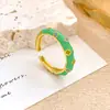 Anillo Venta Caliente Anillo de Trébol con Aceite Goteando Nicho Alta Gama Flor Colorida Anillo para Dedo Índice 2025 Nuevo Venta Caliente Mujer