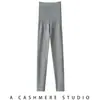 Nuevos pantalones de cachemir para otoño e invierno para mujer, leggings de punto de color liso, de cintura alta, ajustados, gruesos y cálidos, suaves y amigables con la piel
