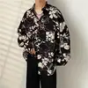 Camisa Floral Retro de Manga Larga Estilo Hong Kong para Hombres y Mujeres, Estilo Perezoso, Caída Suelta, Seda Helada Delgada, Nicho, Camisa Protectora Solar para la Playa