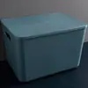 Caixa Organizadora de Contraste de Cores Morandi Lanches Roupas Diversos Organizador Doméstico Cozinha Temperos Cesta de Armazenamento de Plástico com Tampa