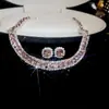 Pendientes y Conjunto de Collar de Piedras Preciosas Esmeralda Brillantes con Diamantes, Cadena de Clavícula de Lujo Ligero de Nicho, Conjunto de Joyería Estilo Palacio para Mujeres