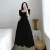 Mangas abullonadas, Cuello cuadrado, Vestido blanco estilo Hepburn ligero maduro, Falda blanca para mujer, Aspecto adelgazante de cintura, Falda larga hasta la rodilla, Verano