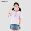 Camiseta de Manga Curta para Meninas Estilo Verão 2026 Nova Moda Roupas Infantis Roupas Casuais Infantis Tops de Meia-Manga para Crianças Roupa de Verão