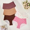 Ropa Interior Especial para Yoga Invisible Sin Costuras Fina Estampada de Corazones Corte de una Pieza Cintura Alta Talla Grande Bragas para Mujer