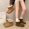 Botas de invierno cálidas para mujer con forro de polar, estilo nuevo, forradas de lana de cordero, versátiles, con tacón oculto, botines de moda