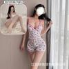 Traje Sexy y Sexy con Estampado Floral de Cerezas Que Se Puede Usar Afuera, No Hay Necesidad de Quitarse los Tirantes, Pijama de Cuello en V y Almohadilla en el Pecho, Cómodo para el Hogar