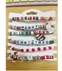 Conjunto de 6 Peças de Pulseiras Macias de Argila de Natal com Esquema de Cores Vermelho e Verde e Pingentes de Árvore de Natal para Mulheres, Pulseiras para Festas Atacado