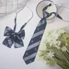 Corbata de Cuadros con Corona para Mujer, No Necesita Atar un Moño, Estilo Preppy Estudiante Corbata Escolar Jk