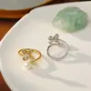 Anillo de Flor de Perla Opalina Diseño de Nicho Femenino Apertura Ajustable Anillo de Dedo Verano Elegante Anillo Versátil