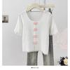 Camiseta Cuadrada de Manga Corta con Estampado Floral Rosa Dulce para Mujer, Diseño Dopamina de Verano, Top Versátil de Gama Alta Adelgazante Ins