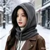 Novo Chapéu Balaclava da Moda para Meninas, Chapéu de Tricô Fofo de Cor Sólida com Protetor de Pescoço, Chapéu Quente Pulôver de Peça Única para o Inverno