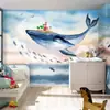 Habitación infantil nórdica nube oceánica ballena niños y niñas divertido papel tapiz sala de estar dormitorio tela de pared fondo papel tapiz mural