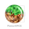 Banner de decoración de cumpleaños de píxeles de Minecraft, globos, suministros para fiestas, vajilla desechable para fiestas, platos de papel, vasos de papel