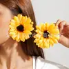 Amazon Transfronterizo Frescos Coloridos Pendientes de Flor de Girasol Dulce Atmósfera Pendientes Colgantes de Flor de Tulipán Joyería