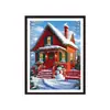 Bestseller Transfronterizo Amazon Wholesale Nuevo Punto de Cruz Navideño Casa Roja Navideña Escena de Nieve Escena de Nieve Europea y Americana Pintura Decorativa