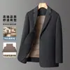 Jaqueta de Lã Dupla Face Clássica para Homem, com Forro de Penas Espesso Destacável, para o Outono e Inverno de 2025, Estilo Business Casual