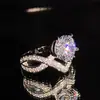 Anillo Versa Gaoding 8A Zirconia Imitación Mosan para Mujer Cobre Blanco Chapado Plata S925 Moda Ins Anillo de Cruz Corona