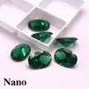 Piedra Suelta Esmeralda Nano Verde Forma Ovalada, Gema Esmeralda Forma de Huevo con Base Puntiaguda para Fabricación de Joyería DIY