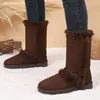 Botas de nieve de caña media transfronterizas para mujer, con ribete de felpa, adornos de lentejuelas, suelas gruesas y forro de felpa para abrigar, botas de algodón de invierno al por mayor para mujer