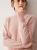 Suéter de cachemira 100% pura para mujer, cuello alto, otoño e invierno, holgado, informal, grueso, camisa de punto