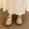 Mules cerrados de suela gruesa para aumentar la altura, estilo Birkenstock tejido, para mujer, para usar al aire libre en verano, modelo nuevo 2026, sandalias de meter para mujeres embarazadas