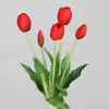 Tulipán flor artificial tacto suave pegamento 5 PE látex silicona decoración hogar sala de estar tulipán simulación flor falsa